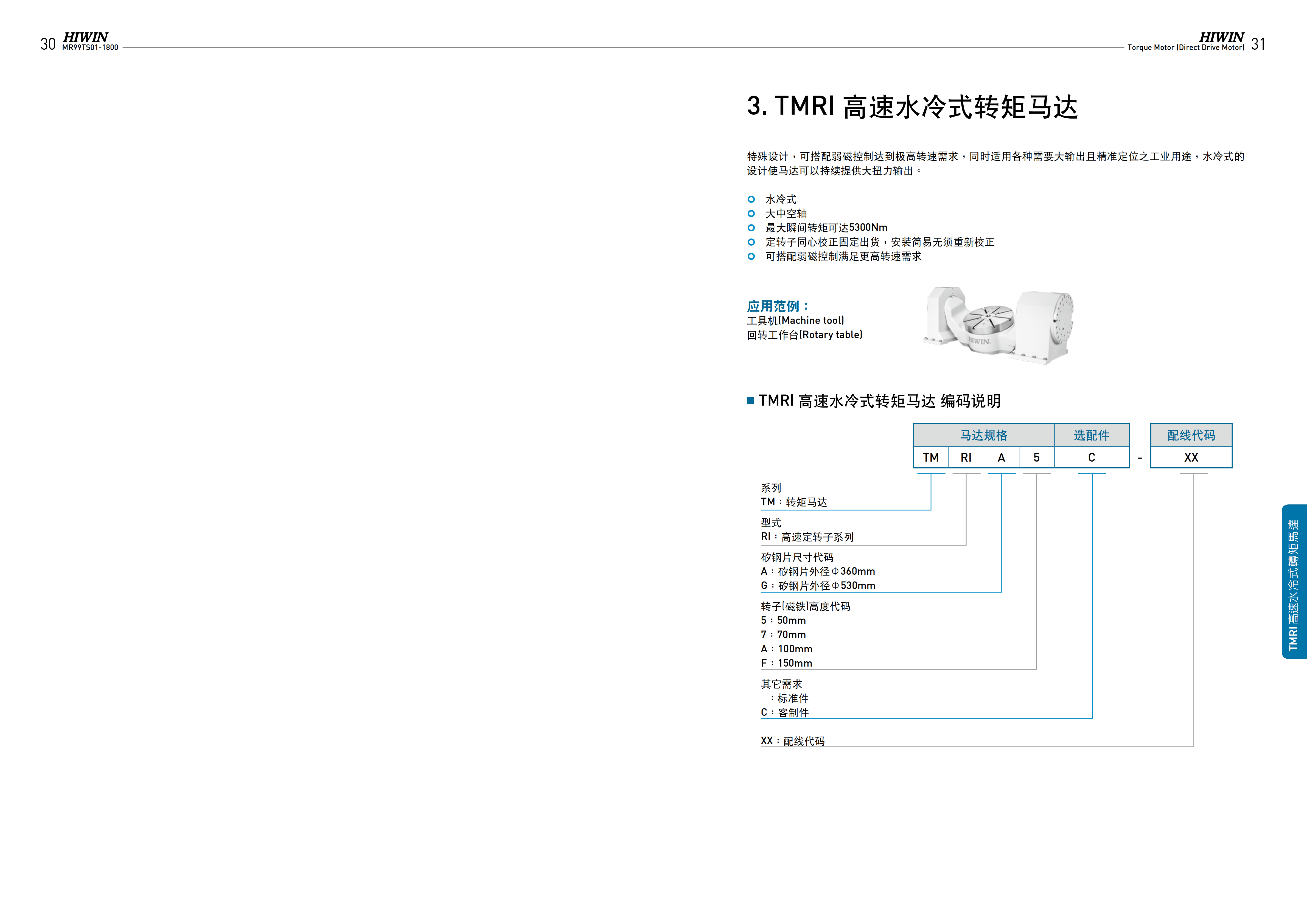 上銀水冷式力矩電機(jī)TMRIGA-WD